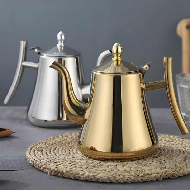 Modern Stainless Steel Kettle with Integrated Filtration System