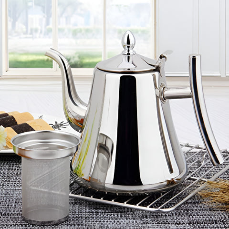 Modern Stainless Steel Kettle with Integrated Filtration System