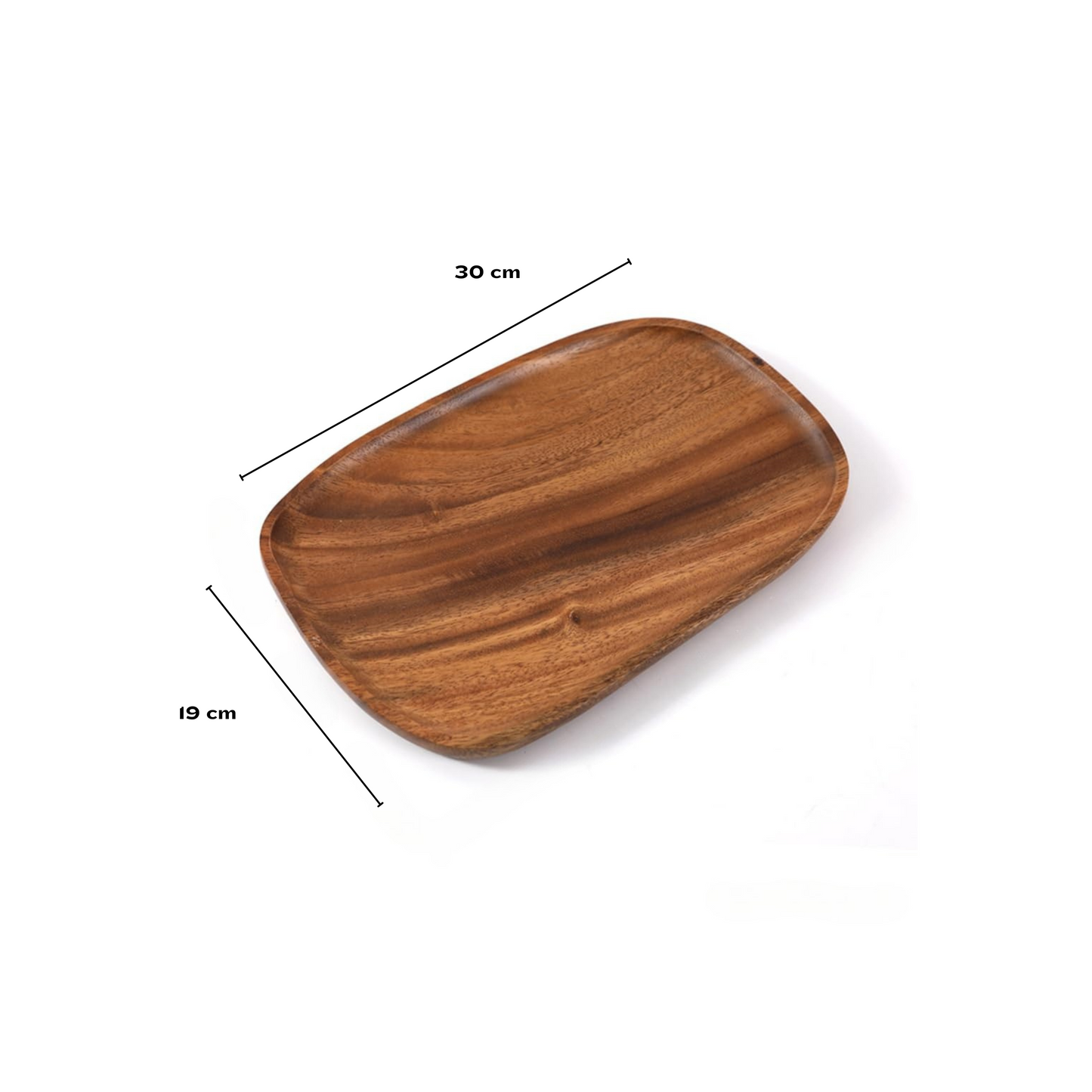 Elegant Oval-Shaped Acacia Wood Serving Trays | 5-Piece Set