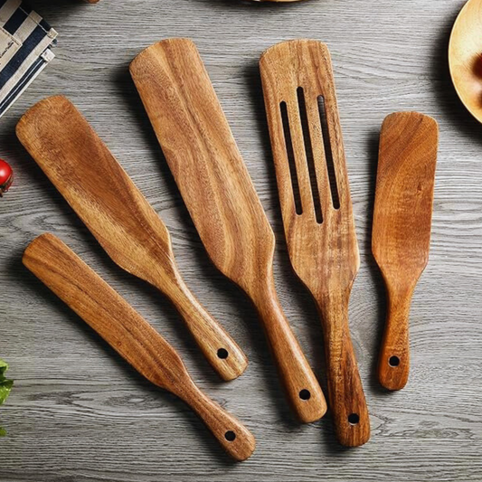 Premium Wooden Non-Stick Spatula Set