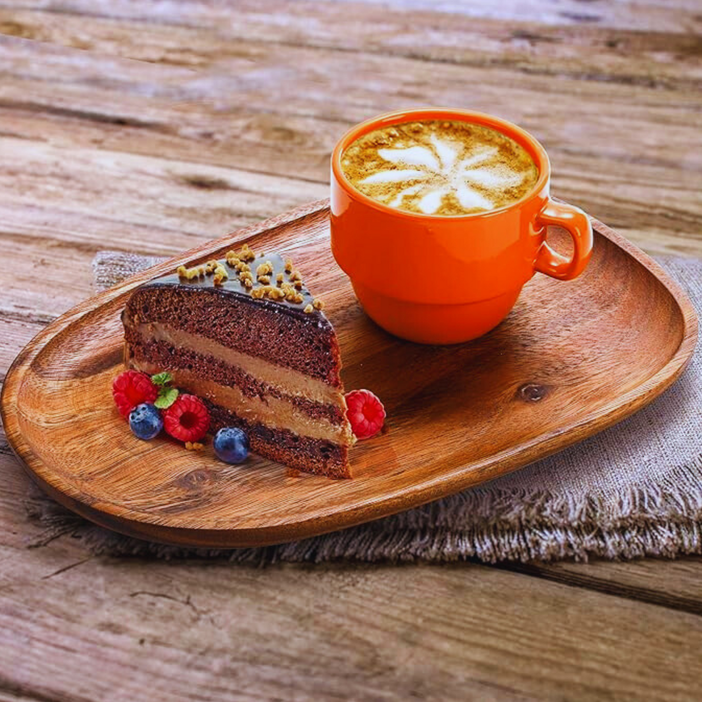 Elegant Oval-Shaped Acacia Wood Serving Trays | 5-Piece Set